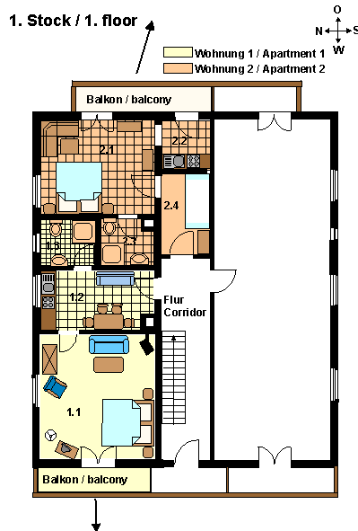 Lenggries Bayern bavaria alps: Ferienwohnung Grundriß 1. Stock