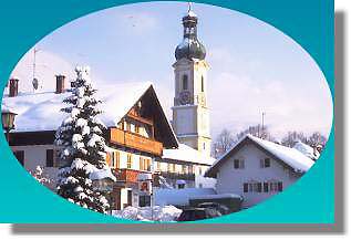 Bavaria Lenggries lodging: winter church